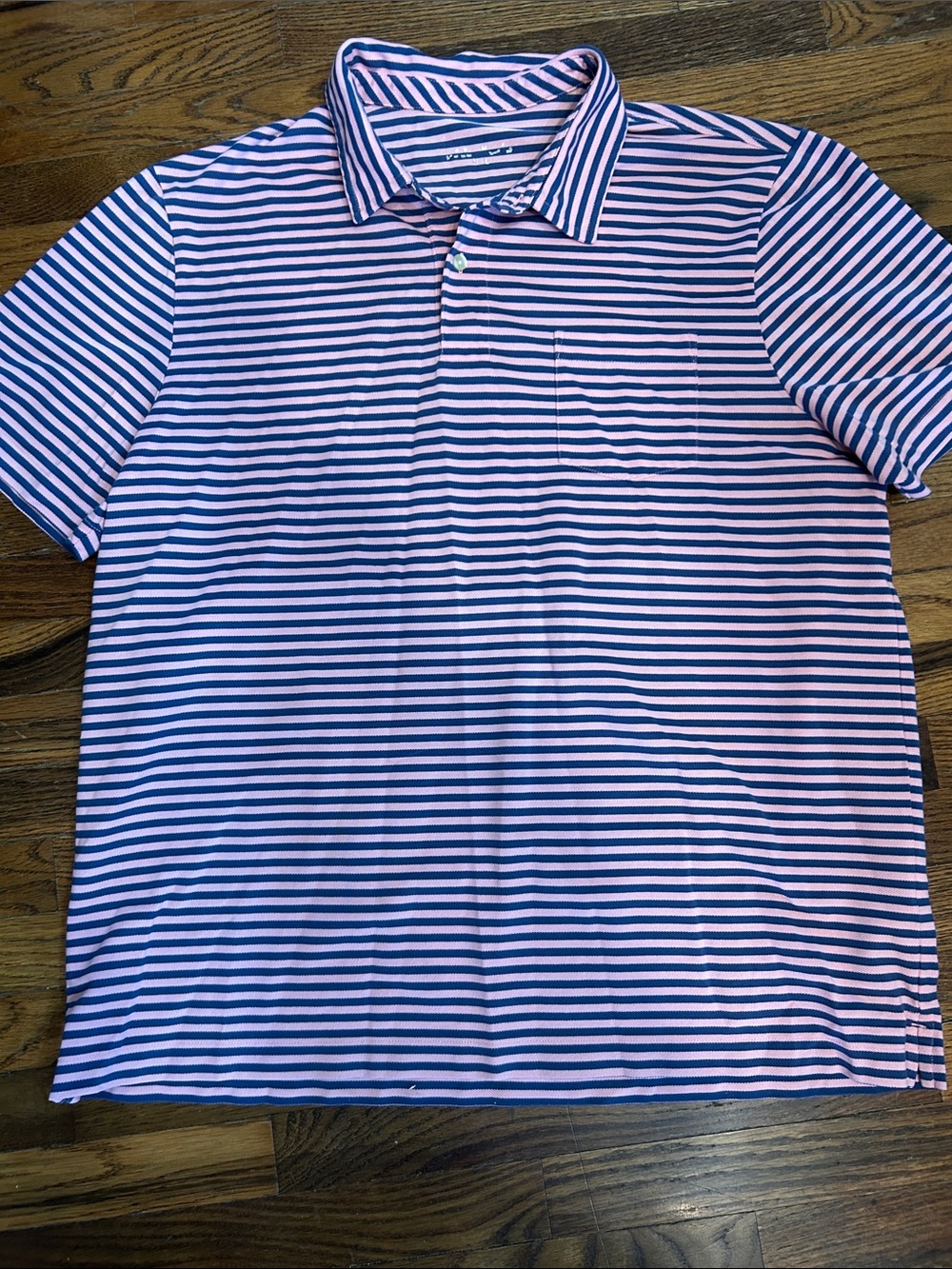 Men's Striped Pink and Navy Polo Shirt